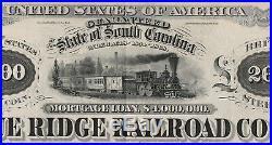 1869 South Carolina The Blue Ridge Railroad Company $1000 US Gold Coin