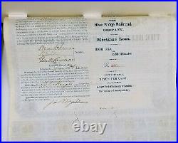 1869 The Blue Ridge Railroad Company Mortgage Bond Stock Certificate $1000 Sc