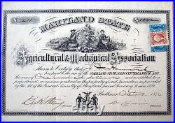 1870 Stock Certificate Maryland State Agricultural & Mechanical Association, MD