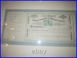 1870 Utah Mutual Tunnel & Silver Mining Company Stock Certificate Unsigned