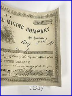 1871 Kansas Gravel Mining Co. #77 100 Shares $300,000 Capital Stock