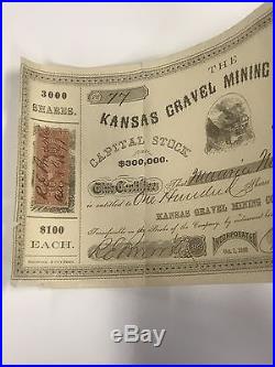 1871 Kansas Gravel Mining Co. #77 100 Shares $300,000 Capital Stock