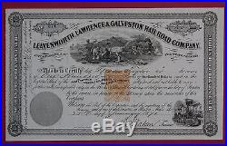 1871 Leavenworth Lawrence & Galveston Railroad Co issued to Moses Taylor