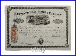 1871 Philadelphia, PA Karthaus Coal Lumber Stock Certificate #115