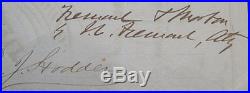 1872 Cincinnati Railway Co Stock Certificate James Fremont Signed Near Mint
