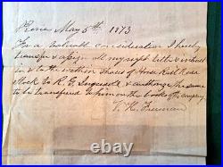 1872 Peoria IL Horse Railway Co Stock Certificate No 85 Robert G Ingersoll Owner