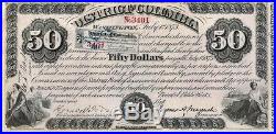 1873 $50 Washington, DC. Baby Bond Scrip ORNATE