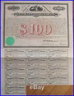 1873 Bond Certificate'Covington Glass Company' Pennsylvania PA