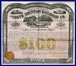 1873 Pennsylvania The South Mountain Railroad Co. $100 Gold Bond