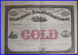 1873 Railroad Bond Certificate'Elizabethtown & Paducah Rail Road'- Kentucky KY