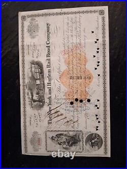 1873 The New York & Harlem Rail Road Co stock certificate Vanderbilt Autograph