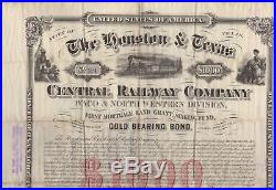 1873 W. E. Dodge State of Texas, Houston and Texas Central Railway Bond