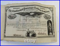 1875- 1876 The continental Passenger Railway Company of Phila 47 sheets Shares