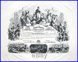 1876 Centennial International Exhibition Engraved Stock Certificate