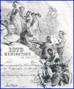 1876 Centennial International Exhibition Engraved Stock Certificate
