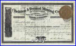 1876 Central City COLORADO TERRITORY Stock? Belden & Tennal MINING Co