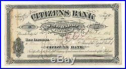 1876 Citizens Bank Stock Certificate