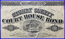 1877 Storey County Nevada Court House Bond to Sutro & Co. In Virginia City