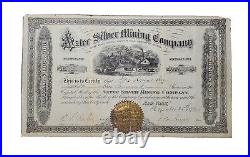 1878 Aztec Silver Mining Stock Certificate #52 Issued to Jas Kennedy