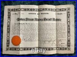 1878 Lubec Silver Mining Co. Of Maine Bond Certificate #22, (Lubec, Maine)