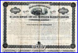 1879 St. Louis, Kansas City and Northern Railway Company Bond