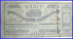 1879 Tiger Gold & Silver Mining Co Stock Certificate, Bodie California Antique
