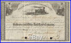 1880 Baltimore & Ohio Railroad stock certificate George A Von Lingen autograph