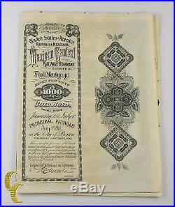 1880 Mexican Central Railway Company Limited $1000 Gold Bond withCoupons