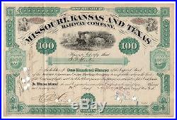 1880 Railway Co. Stock Cert. Signed Robber Baron & Railroad Developer Jay Gould