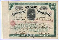1880 Stock 500 Shares in Emerson Gold & Silver Mining Co Clear Creek Colorado