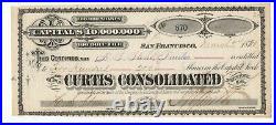 1880 Stock Certificate Curtis Consolidated Mining Company Gold Hill Story Co NV