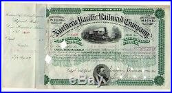 1882 E. H. Harriman signed Northern Pacific Railroad Company Stock Certificate