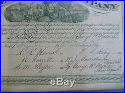 1882 VALLEY RAILWAY CO. Stock Certificate OHIO RAILROAD Signed FLAGLER / WADE