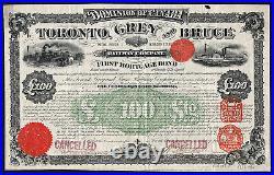 1884 Canada Toronto, Grey and Bruce Railway Company £100 Bearer Bond