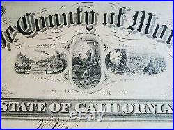 1884 Mono County California Miners Hydraulic Mine Mill Illustrated $500 Bond