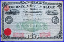 1884 Railroad Bond Certificate'Toronto, Grey & Bruce Railway Co.' Canada