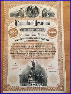 1885 Black Diamond / Christopher Columbus Republica Mexicana £1,000 Specimen
