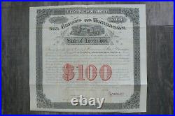 1887 Gulf & Ship Island Railroad Company $100 Stock / Bond Certificate