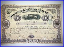 1887 Missouri, Kansas and Texas Railway Co. Stock Certificate #A41552