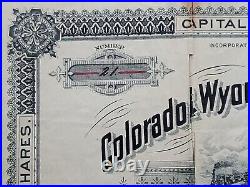 1888 Colorado Wyoming Land & Oil Stock Certificate #21 Issued to E. A. L