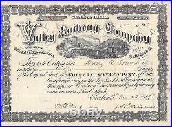 1888 Harry A Trump Valley Railway Jeptha H Wade Signed Railroad Certificate