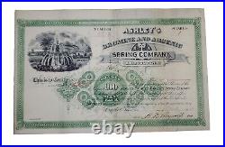 1889 Bristol, TN Ashley's Bromine And Arsenic Spring Co Stock Certificate #85