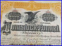 1889 COMSTOCK TUNNEL COMPANY BOND lot AI SIGNED SUTRO $500 MINT