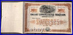 1890 DALLAS CONSOLIDATED TRACTION RAILWAY Company $25 Stock Share UNUSED