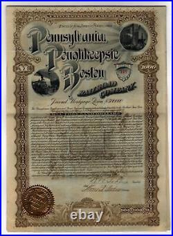 1890 Pennsylvania, Poughkeepsie and Boston Railroad Company withbond coupons