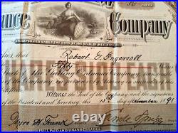 1891 The Gatling Ordnance Company 50 Shares Stock Certificate Robert G Ingersoll