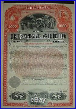 1892 Chesapeake & Ohio Railway Company Bond Stock Certificate Railroad CSX