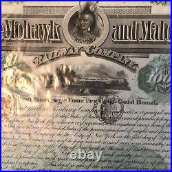 1892 Gold Bond Of The Mohawk an malone railway compnay