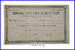 1892 Monongahela River & Streets Run Railroad Stock Certificate #9 Issued To JL