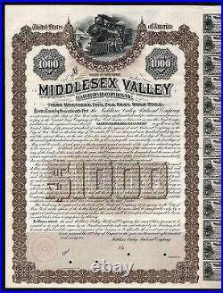 1892 New York Middlesex Valley Railroad Company, $1000 Gold Bond (Specimen)